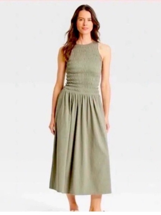 Universal Thread Dresses & Skirts - Universal Thread A Line Smocked Tank Midi Dress in Olive Green Size S | NWT